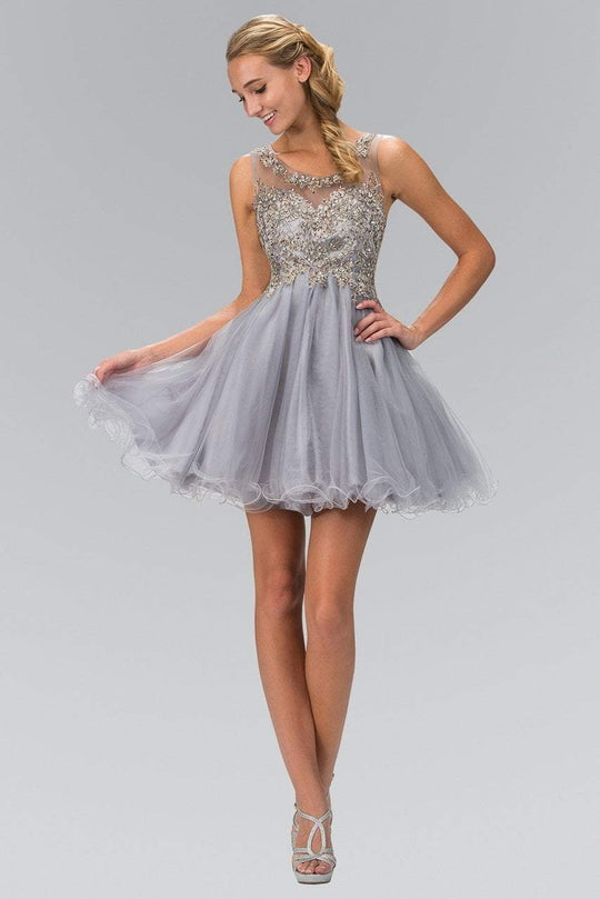Jewel-Toned Illusion Tulle Dress GS1335