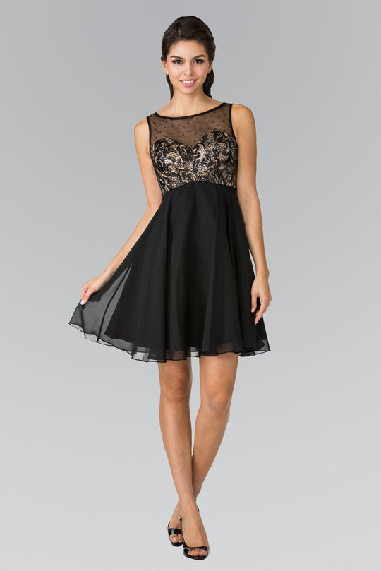 Bead and Sequin Embellished Bodice Short Dress GS1433