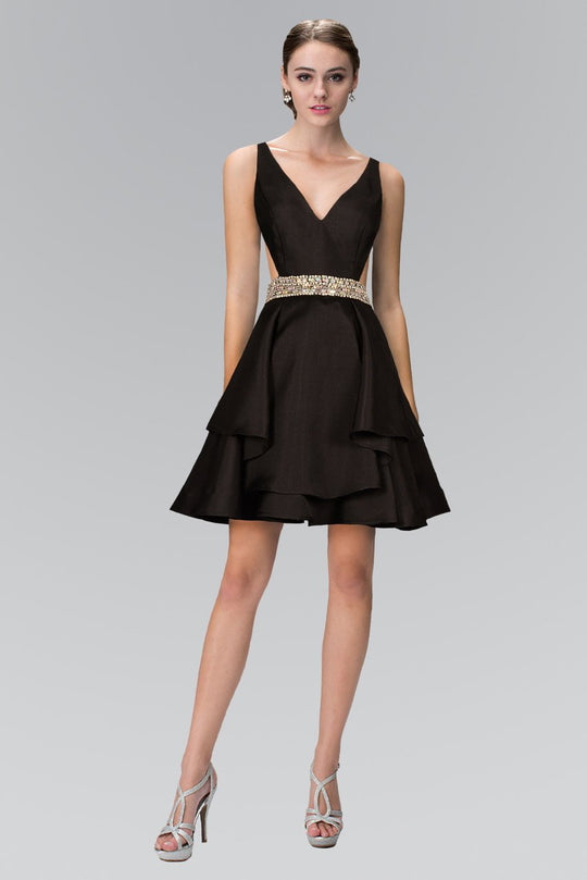 Tiered V Neck Cocktail Dress GS1447