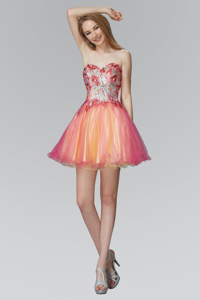 Embellished Strapless Sweetheart Short Dress GS2035