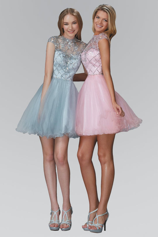 Jeweled Illusion High Neck Tulle Dress GS2044