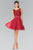 Elizabeth K GS2314 Scoop Fitted Lace A-Line Cocktail Dress In Burgundy