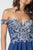 Elizabeth K - GS2862 Embroidered Off-Shoulder A-Line Dress In Blue and Silver
