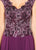 Cameron Blake - 219689 Floral Appliqued V-Neck A-Line Dress In Purple