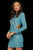 Sherri Hill - 52147 Beaded Style Long Sleeves High Neck Dress In Blue