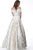 Jovani - 67632 Off-Shoulder Embossed Prints A-line Dress In White