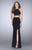 GiGi - Beaded Detail Strappy Two-Piece Long Jersey Prom Gown 24414 In Black
