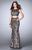 GiGi - Beaded Two Piece Open Back Long Prom Dress 24386 In Gray and Neutral