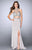 GiGi - Bedazzled Illusion High Neck Two-piece Jersey Dress 24126 in Silver