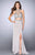 GiGi - Bedazzled Illusion High Neck Two-piece Jersey Dress 24126 in Silver