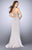 GiGi - Bedazzled Illusion High Neck Two-piece Jersey Dress 24126 in Silver