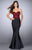 GiGi - Endearing Strapless Sweetheart Floral Laced Mermaid Dress 24123 In Black and Red