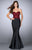 GiGi - Endearing Strapless Sweetheart Floral Laced Mermaid Dress 24123 In Black and Red