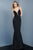 Jovani - 68012 Plunging V-Neck Fitted Mermaid Dress In Black