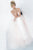 Jovani - 1310 Spaghetti Straps Sheer Embroidered Bodice Tulle Ballgown In White and Pink