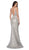 Cinderella Divine - U102 Glitter Print Plunging V-Neck Gown In Silver and Neutral