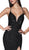 Cinderella Divine - CJ512 Strappy Back Metallic Glitter Evening Gown In Black