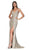 Cinderella Divine - CJ512 Strappy Back Metallic Glitter Evening Gown In Silver
