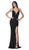 Cinderella Divine - CJ512 Strappy Back Metallic Glitter Evening Gown In Black