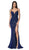 Cinderella Divine - CJ512 Strappy Back Metallic Glitter Evening Gown In Blue
