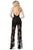 Jovani - 59225 Floral Appliqued Sheer Jumpsuit In Black