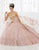 Quinceanera Collection - 26913 Metallic Beaded Strapless Ballgown In Gold and Pink