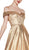 Cinderella Divine - CJ268 Glitter Off-Shoulder Ballgown With Pockets In Gold