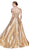Cinderella Divine - CJ268 Glitter Off-Shoulder Ballgown With Pockets In Gold