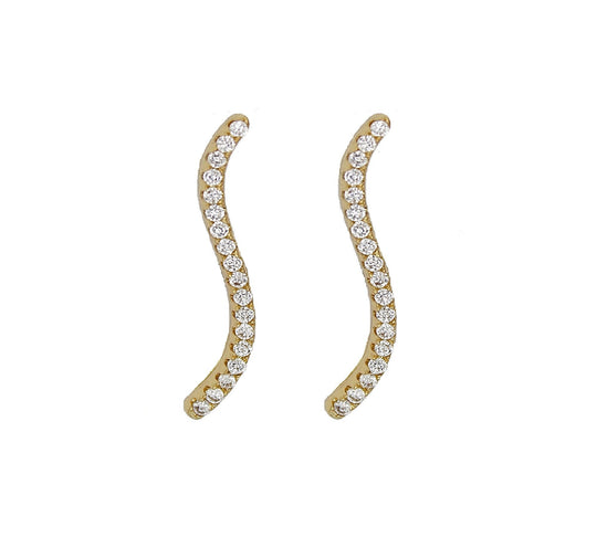 Wave Pave Ear Pins - Gold