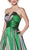 Cinderella Divine - CJ519 Strapless Empire Metallic High Slit Gown In Green