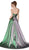 Cinderella Divine - CJ519 Strapless Empire Metallic High Slit Gown In Green