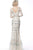 Jovani - 68720 Embellished V-Neck Trumpet Dress in Neutral and Multi-Color