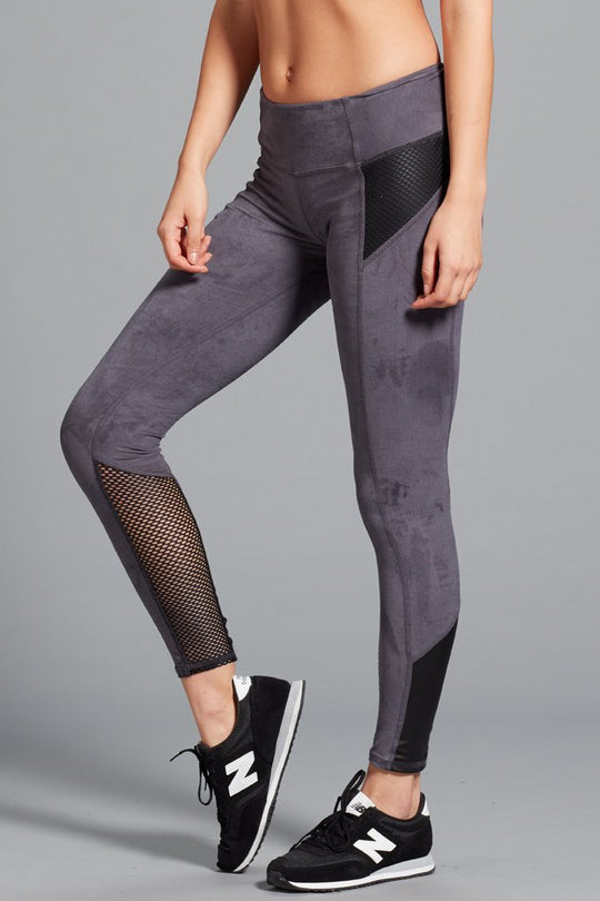 Gwen Suede Legging- Smoke/Black