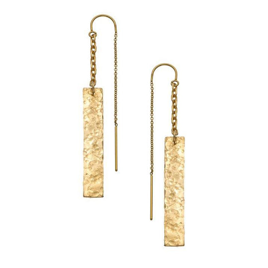 Hammered Bar Thread Thru Earrings
