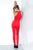 Jovani - 1081 Sleeveless High Halter Fitted Jumpsuit In Red
