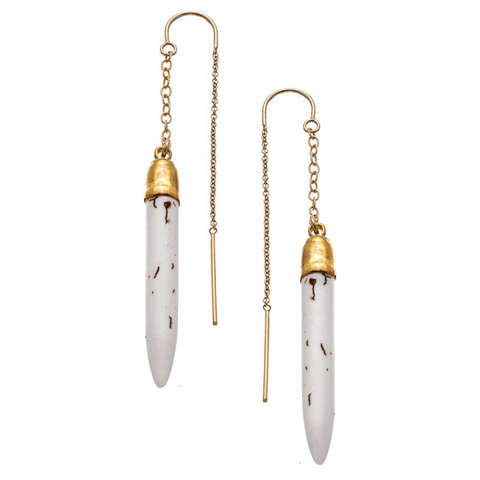 Howlite Dagger Thread Thru Earrings