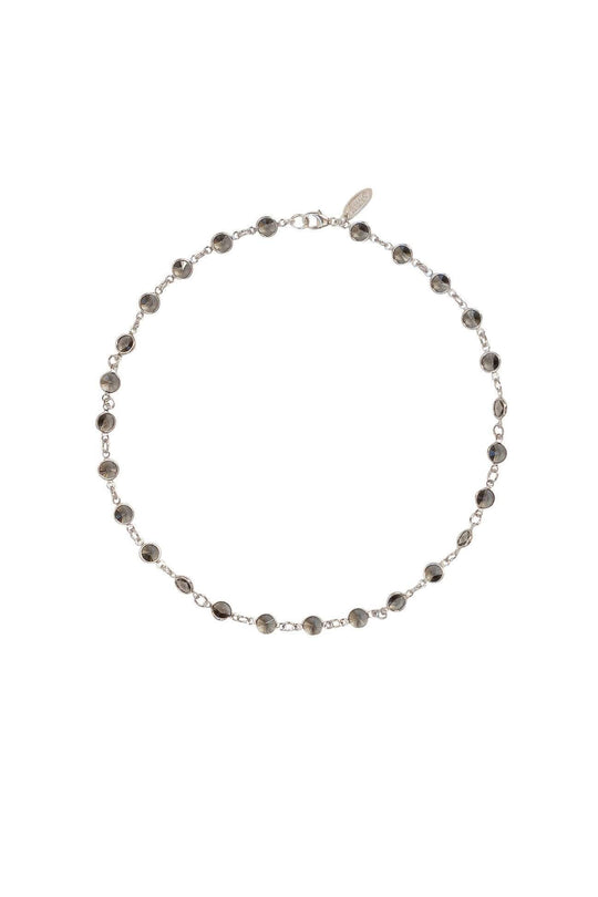 Heather Gardner - Swarovski Large Crystal Choker- Silver  Co Topaz