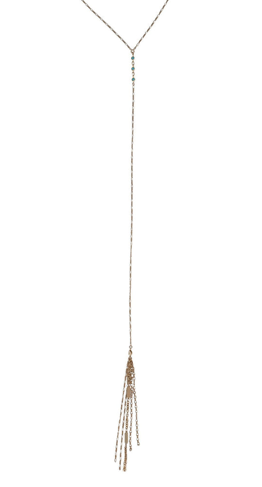 Blue Moon Lariat in Gold or Silver w/ Turquoise Crystal