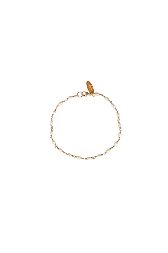 Bridal Oval Shaped Freshwater Pearl Link Bracelet