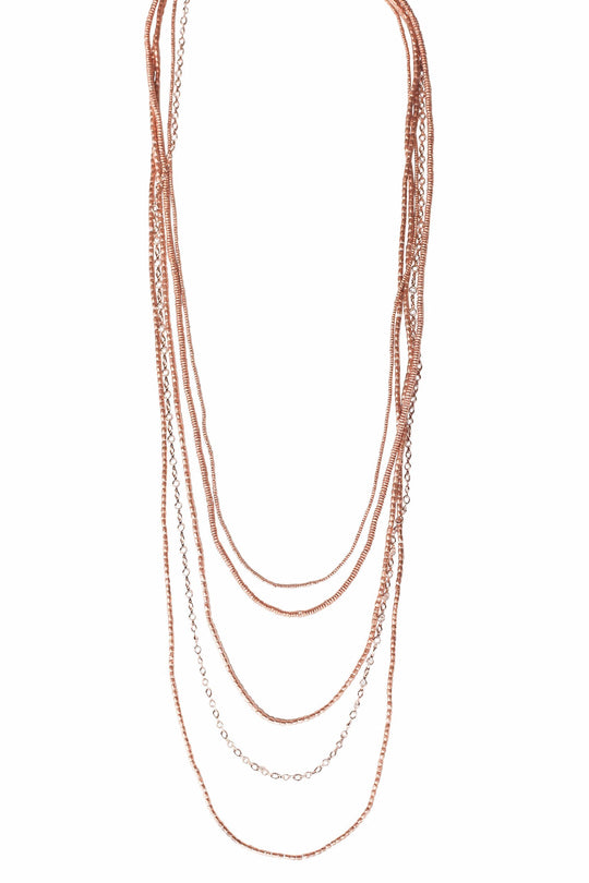 5 Layer Petite Crystal Ethiopian Necklace Rose Gold
