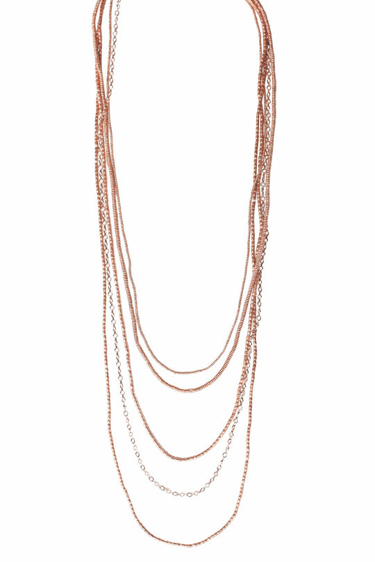 Heather Gardner - 5 Layer Petite Crystal Ethiopian Necklace Rose Gold