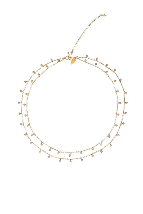 Heather Gardner - Bridal Dangling Labradorite double Chain Necklace