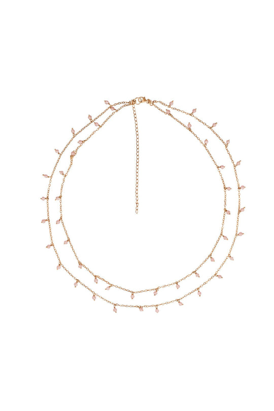 Heather Gardner - Bridal Dangling Faceted Quartz double Chain Necklace