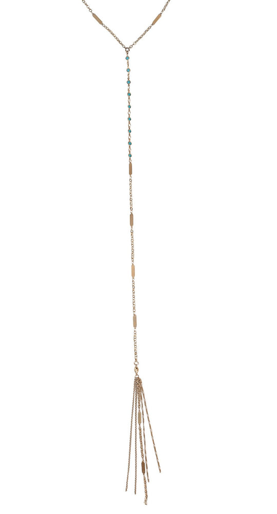 Desert Sunshine Lariat in Gold or Silver w/ Turquoise Crystal