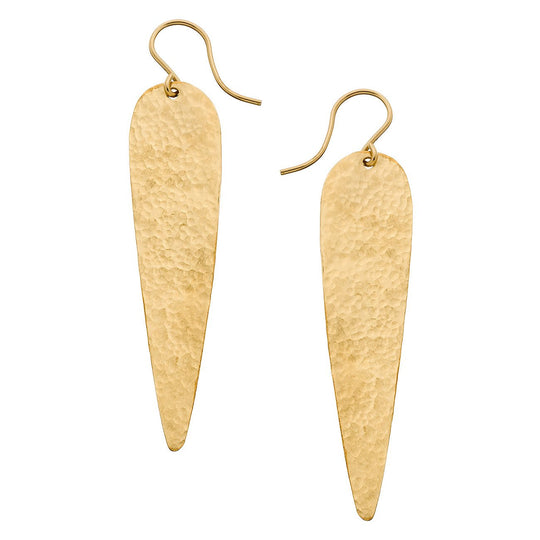 Hammered Long Lotus Earrings