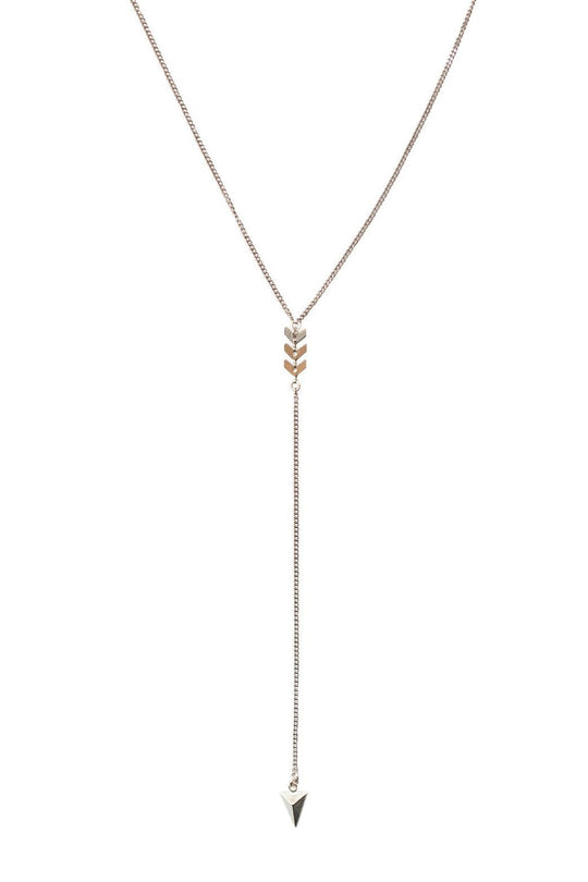 Heather Gardner - Chevron Lariat Necklace in Gold, Silver, Rose Gold, or Mixed Metal
