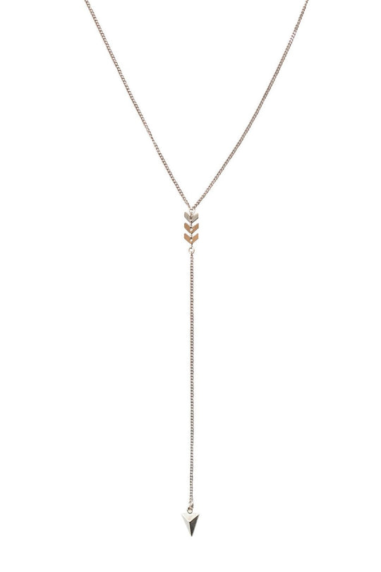 Chevron Lariat Necklace in Gold, Silver, Rose Gold, or Mixed Metal