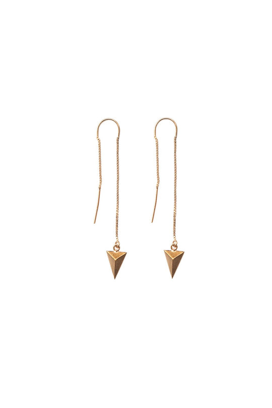 Diamond Point Threader Earrings in Gold or Silver