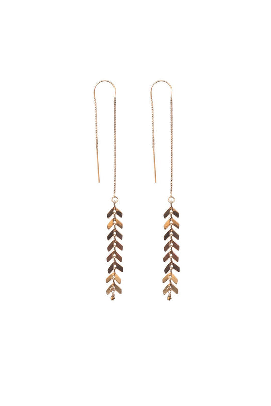 Heather Gardner - Long Chevron Threader Earrings in Gold, Silver, Rose Gold or Mixed Metal