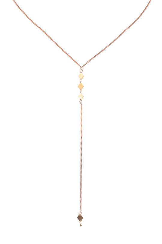 Heather Gardner - Mixed Metal Diamond Lariat Necklace: Rose Gold with Gold